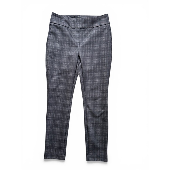 Dalia Pants - Dalia Plaid Pull On Dress Pants Wmn Medium Grey Check Stretch Trousers Excellent